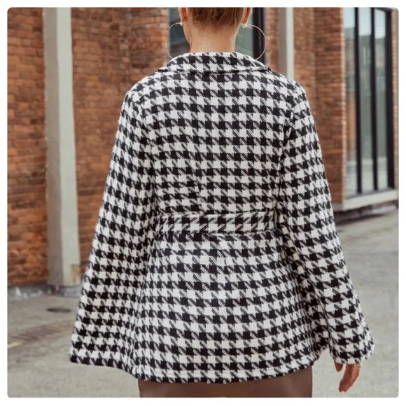 Houndstooth Belted Cape Coat - Picture 4 of 5
